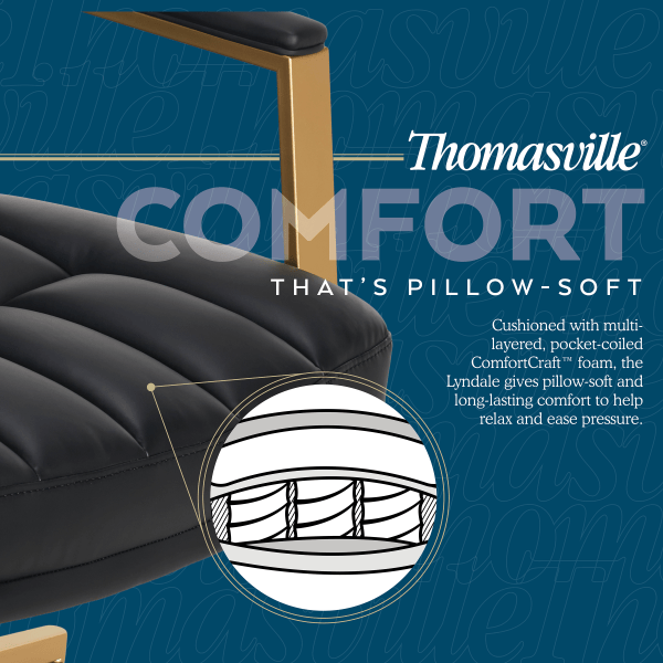 slide 8 of 10, Thomasville Lyndale Ergonomic Vegan Leather Mid-Back Office Chair, Black/Gold, 1 ct