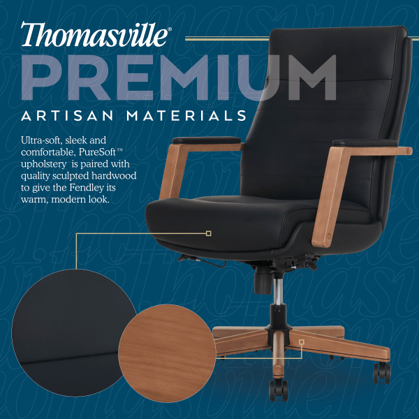 slide 10 of 10, Thomasville Fendley Ergonomic Vegan Leather Mid-Back Office Chair, Black/Brown, 1 ct