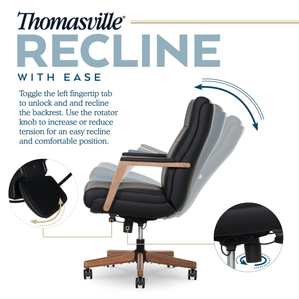 slide 9 of 10, Thomasville Fendley Ergonomic Vegan Leather Mid-Back Office Chair, Black/Brown, 1 ct