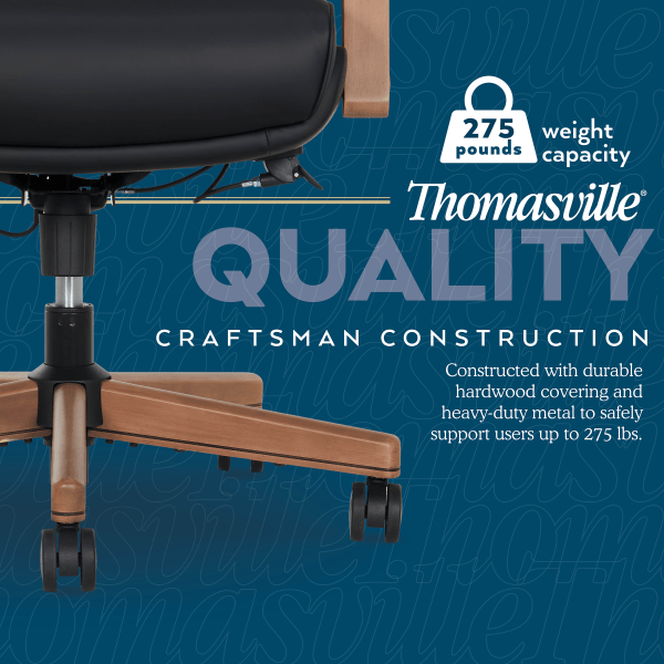 slide 7 of 10, Thomasville Fendley Ergonomic Vegan Leather Mid-Back Office Chair, Black/Brown, 1 ct