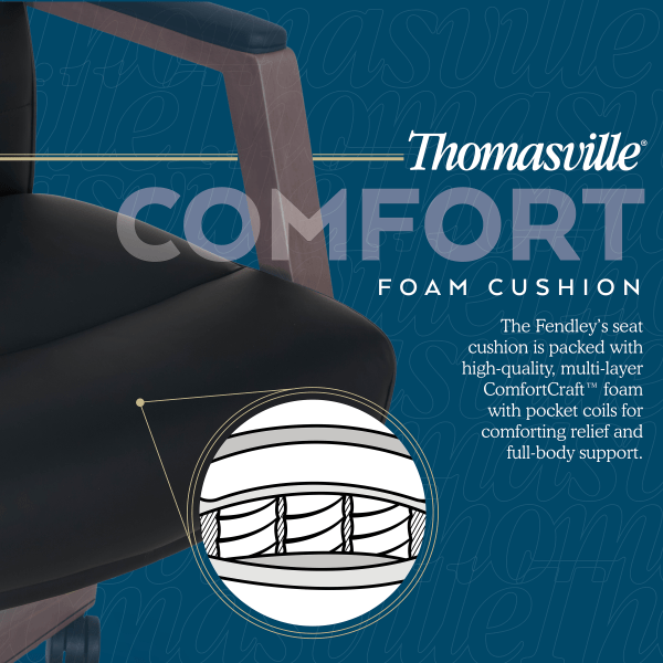 slide 5 of 10, Thomasville Fendley Ergonomic Vegan Leather Mid-Back Office Chair, Black/Brown, 1 ct