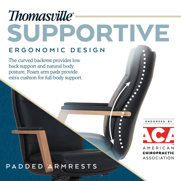 slide 8 of 10, Thomasville Fendley Ergonomic Vegan Leather Mid-Back Office Chair, Black/Brown, 1 ct