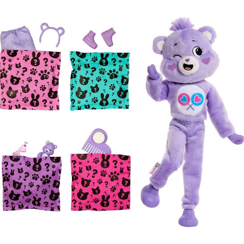slide 4 of 5, Barbie 11.5" Cutie Reveal Doll & Accessories in Share Bear Plush Costume Purple Hair/Blue Eyes with 10 Surprises, 1 ct