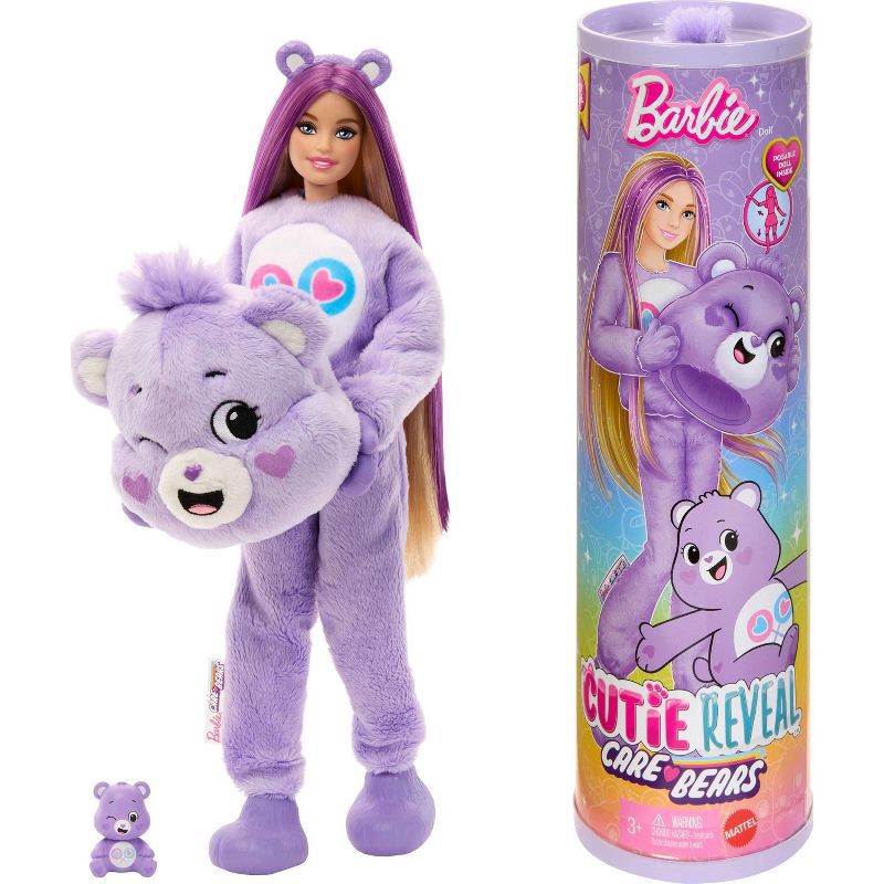 slide 1 of 5, Barbie 11.5" Cutie Reveal Doll & Accessories in Share Bear Plush Costume Purple Hair/Blue Eyes with 10 Surprises, 1 ct