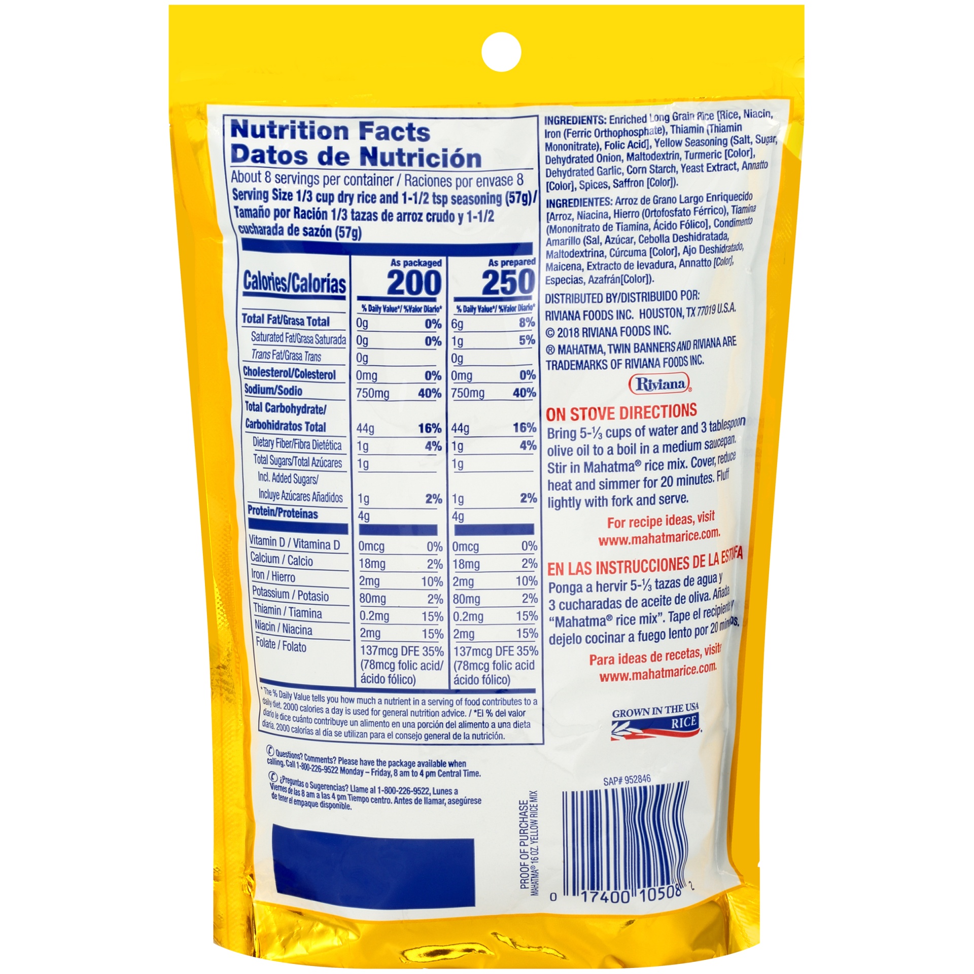 Mahatma Saffron Yellow Seasonings & Long Grain Rice 16 oz Shipt