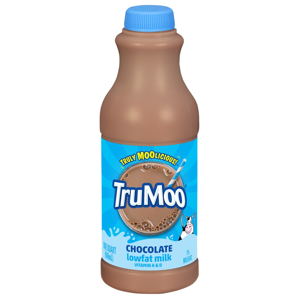 slide 1 of 9, TruMoo Chocolate 1% Lowfat Milk Quart, 1 qt