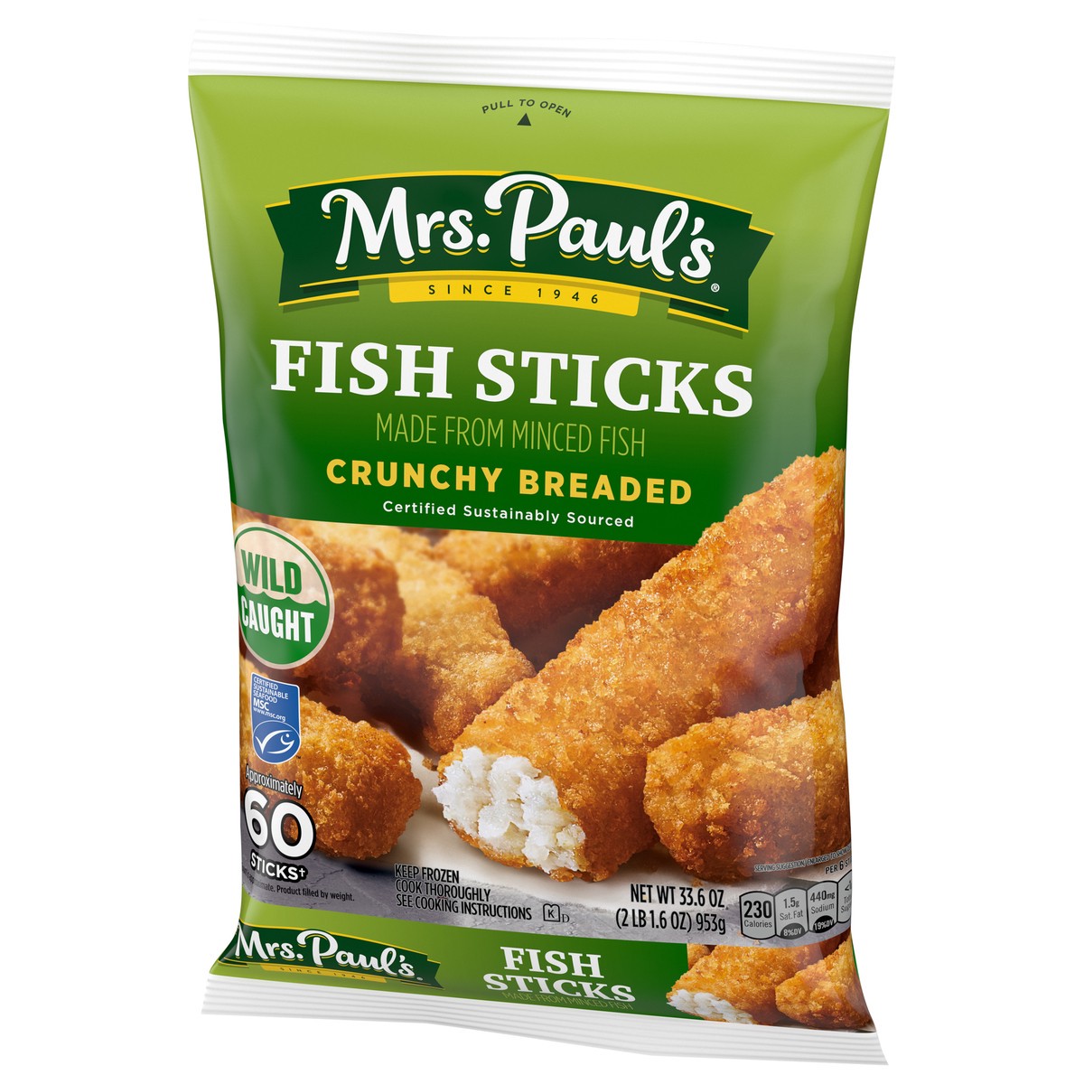 slide 3 of 12, Mrs. Paul's Crunchy Breaded Fish Sticks 33.6 ea, 33.60 ct