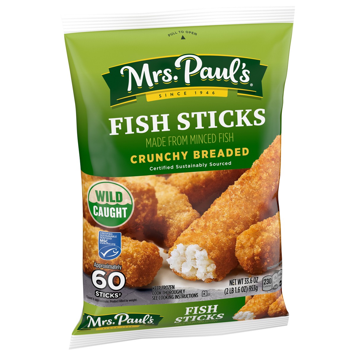 slide 9 of 12, Mrs. Paul's Crunchy Breaded Fish Sticks 33.6 ea, 33.60 ct