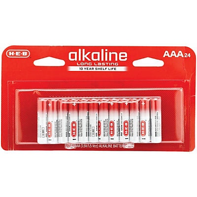 slide 1 of 1, H-E-B Alkaline AAA Batteries, 24 ct