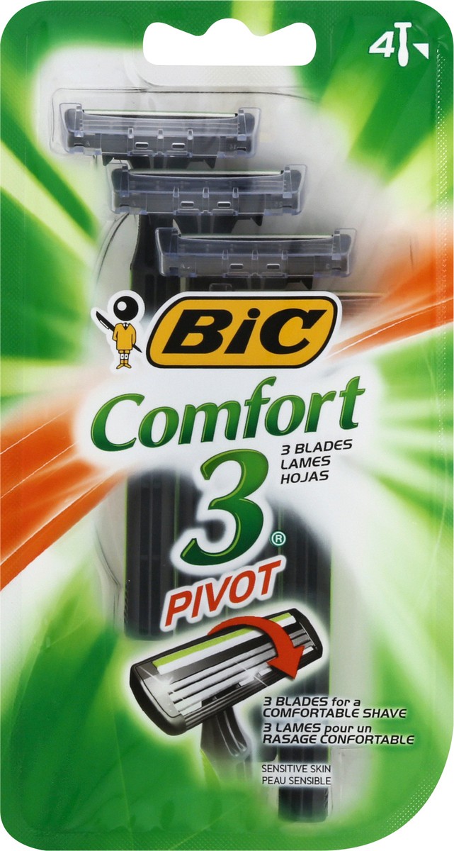 slide 1 of 8, BIC Comfort 3 Pivot Razor 4 ea, 4 ct