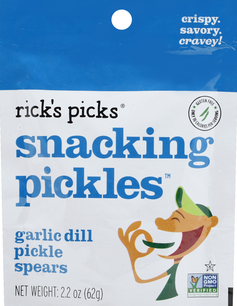 slide 1 of 1, Rick's Picks Pickle Spears, Garlic Dill, 1.8 oz