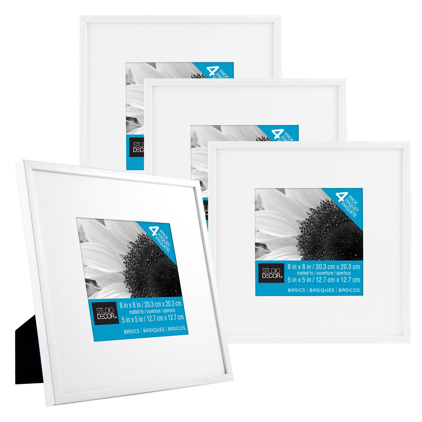 slide 3 of 5, 4 Pack Basics 5" X 5" Multipurpose Wall Frames By Studio Decor, 5 in x 5 in