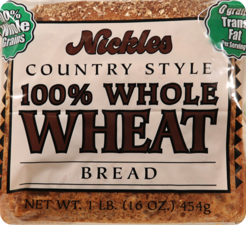 slide 1 of 1, Nickles Bakery Country Style 100% Whole Wheat Bread, 16 oz