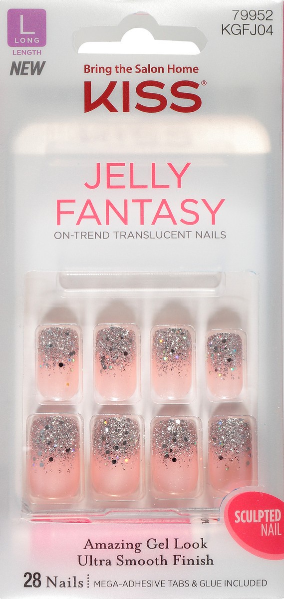 slide 9 of 11, Kiss Jelly Fantasy Long Length Sculpted Nails 28 ea, 28 ct