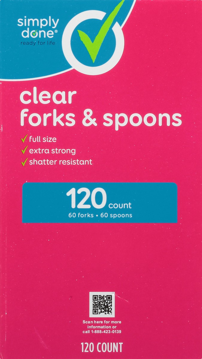 slide 2 of 2, Simply Done Clear Forks & Spoons 120 ea, 120 ct