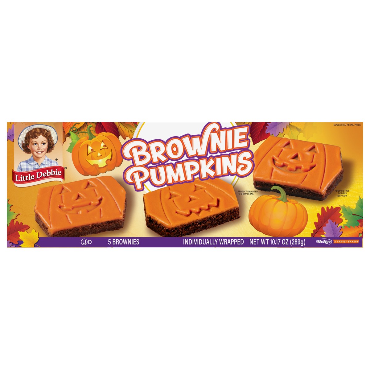 slide 1 of 8, Little Debbie Snack Cakes, Little Debbie Family Pack Brownie Pumpkins, 5 ct