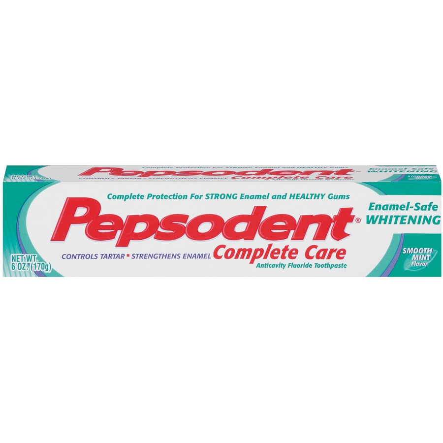 slide 1 of 3, Pepsodent Complete Care Enamel-Safe Whitening Smooth Mint Toothpaste, 6 oz