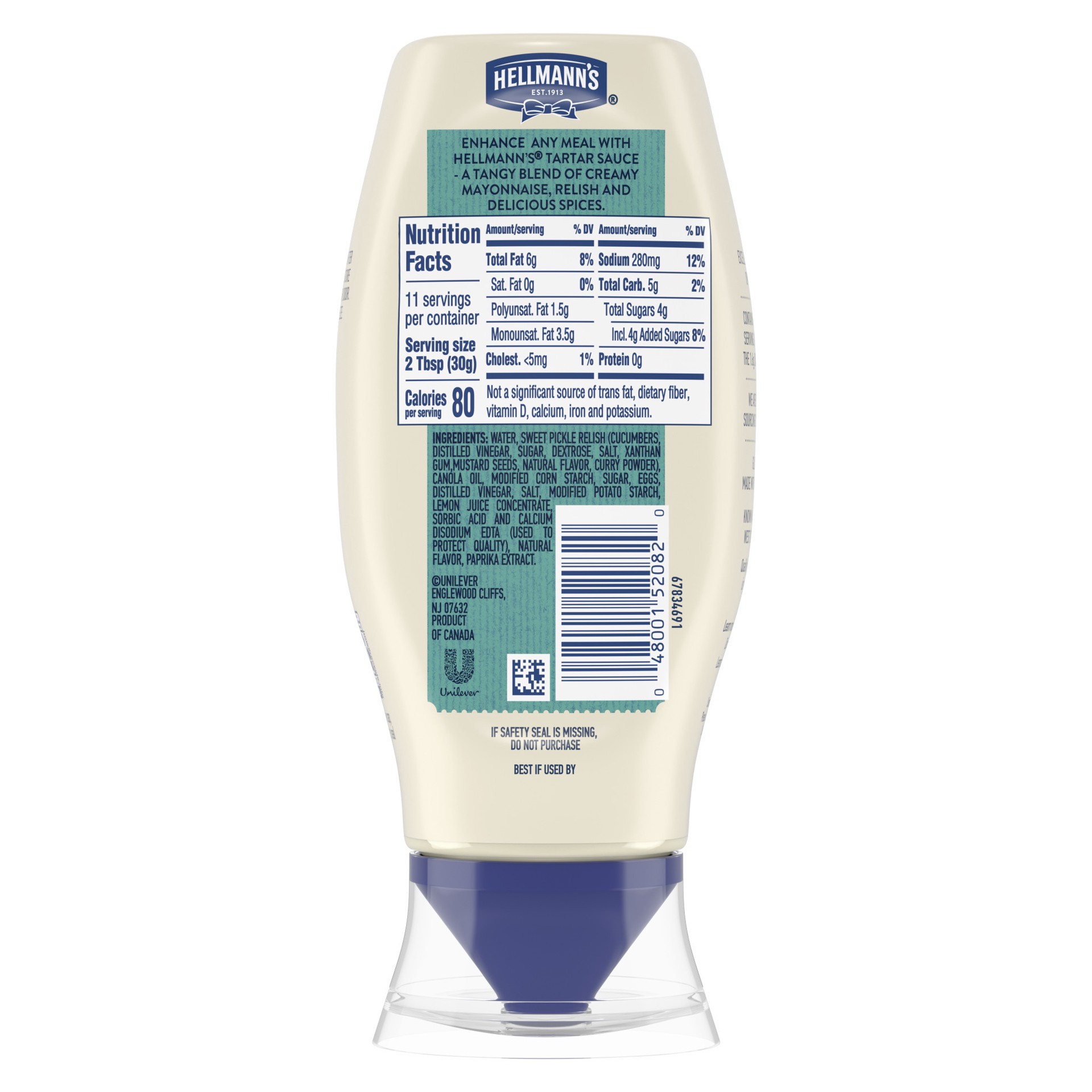 slide 2 of 4, Hellmann's Hellmanns Tartar Sauce Cap Down, 11.5 fl oz