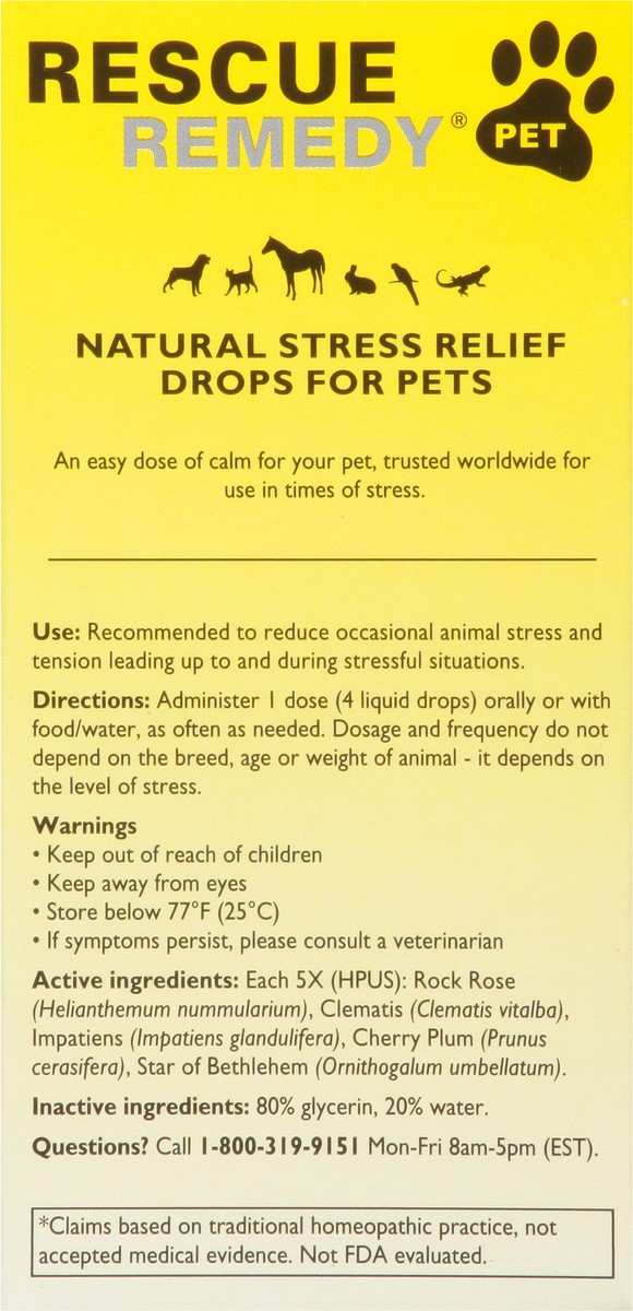 slide 5 of 9, Bach Natural Stress Relief Rescue Remedy Drops For Pets, 20 ml