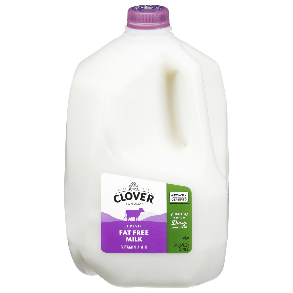 slide 1 of 9, Clover Sonoma Fat Free Milk 1 gal, 1 gal