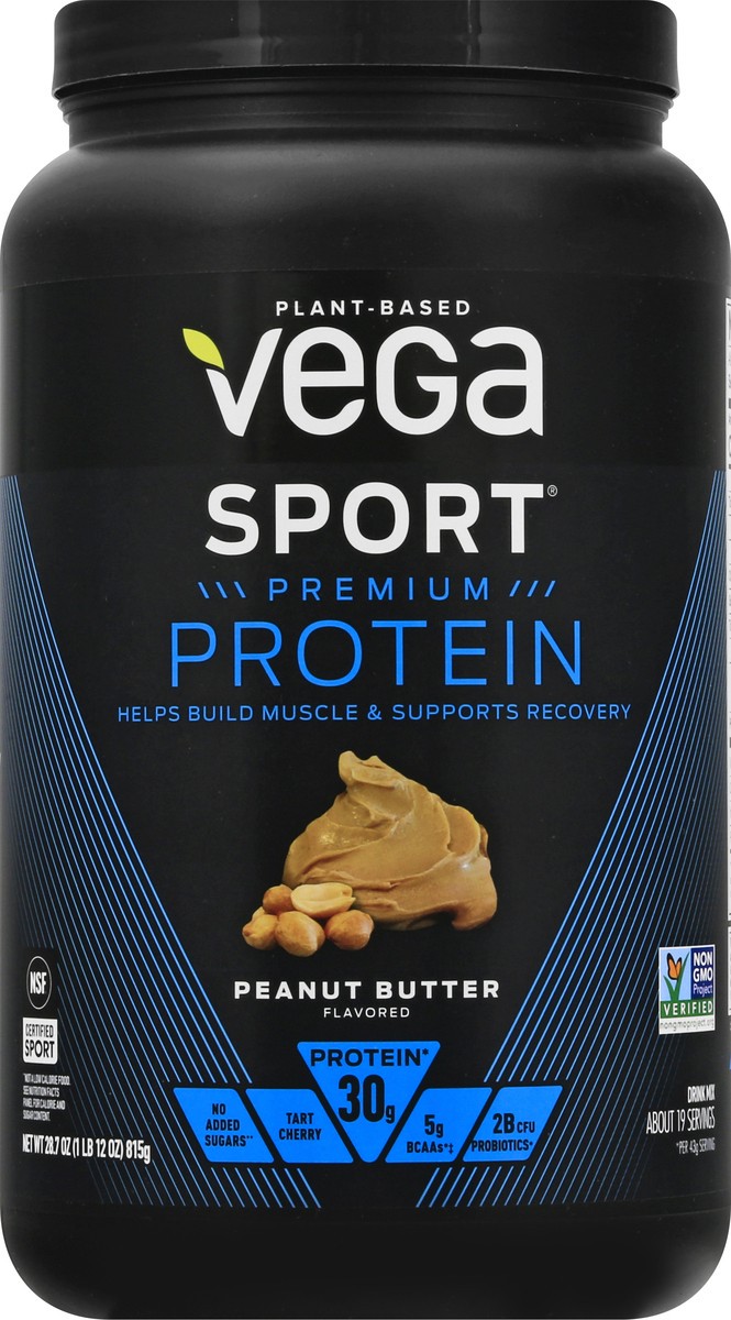 slide 1 of 1, Vega Sport Premium Protein Peanut Butter Flavored Drink Mix 28.7 oz, 1 ct