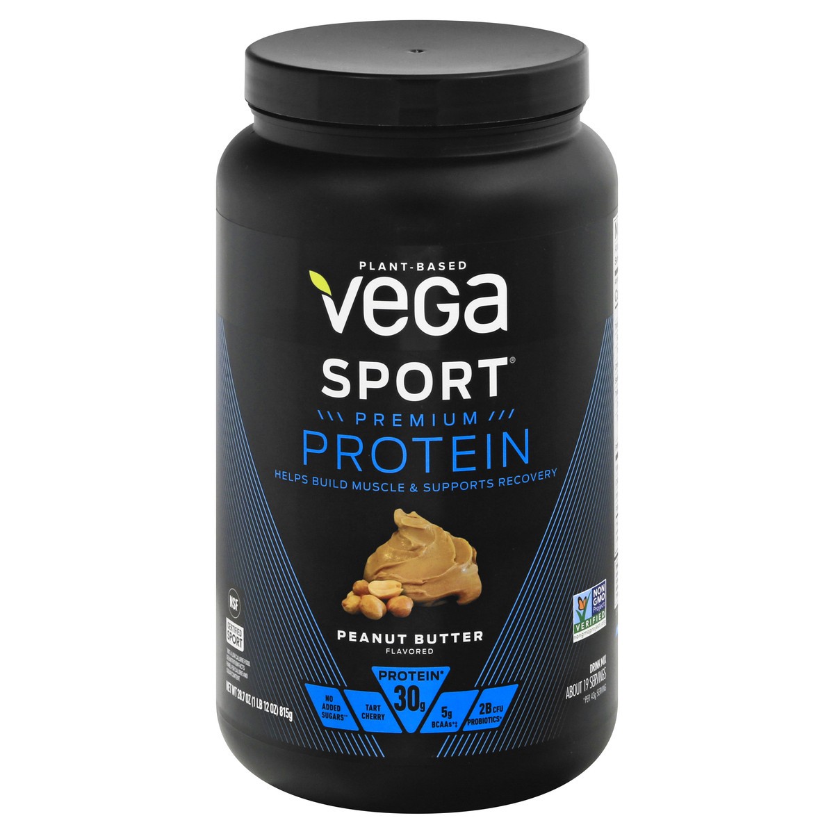 slide 1 of 1, Vega Sport Premium Protein Peanut Butter Flavored Drink Mix 28.7 oz, 1 ct