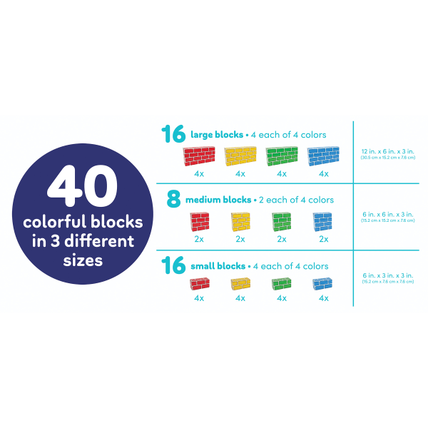 slide 3 of 4, Teacher Created Resources Easy-Stack Cardboard Blocks, Multicolor, Set Of 40 Blocks, 1 ct