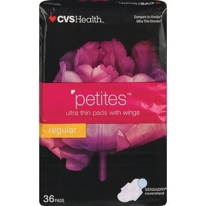 slide 1 of 1, CVS Health Petites Ultra Thin Pads With Wings, 36 ct