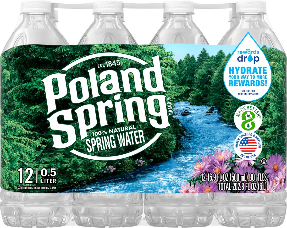 slide 5 of 8, POLAND SPRING Brand 100% Natural Spring Water, 16.9-ounce plastic bottles (Pack of 12), 16.9 fl oz