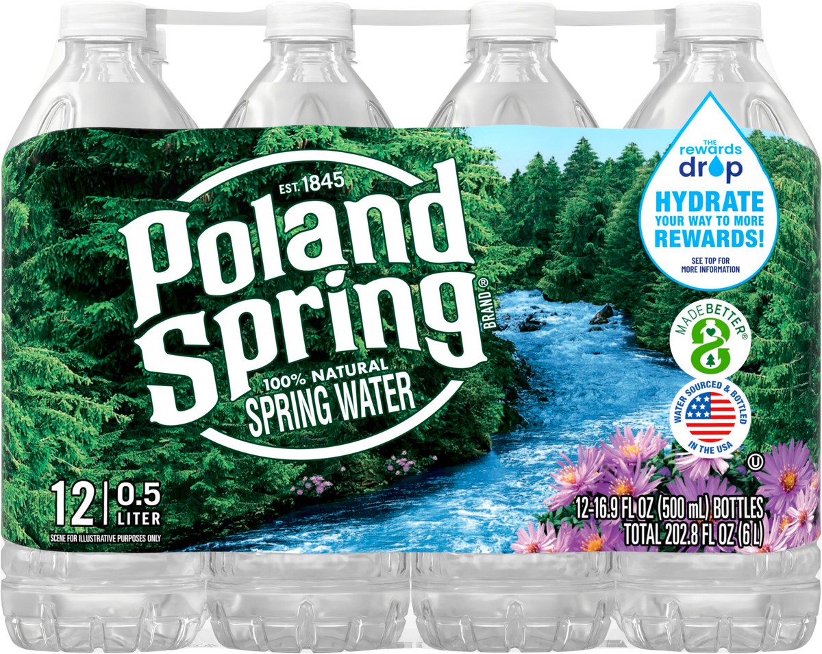 slide 4 of 8, POLAND SPRING Brand 100% Natural Spring Water, 16.9-ounce plastic bottles (Pack of 12), 16.9 fl oz