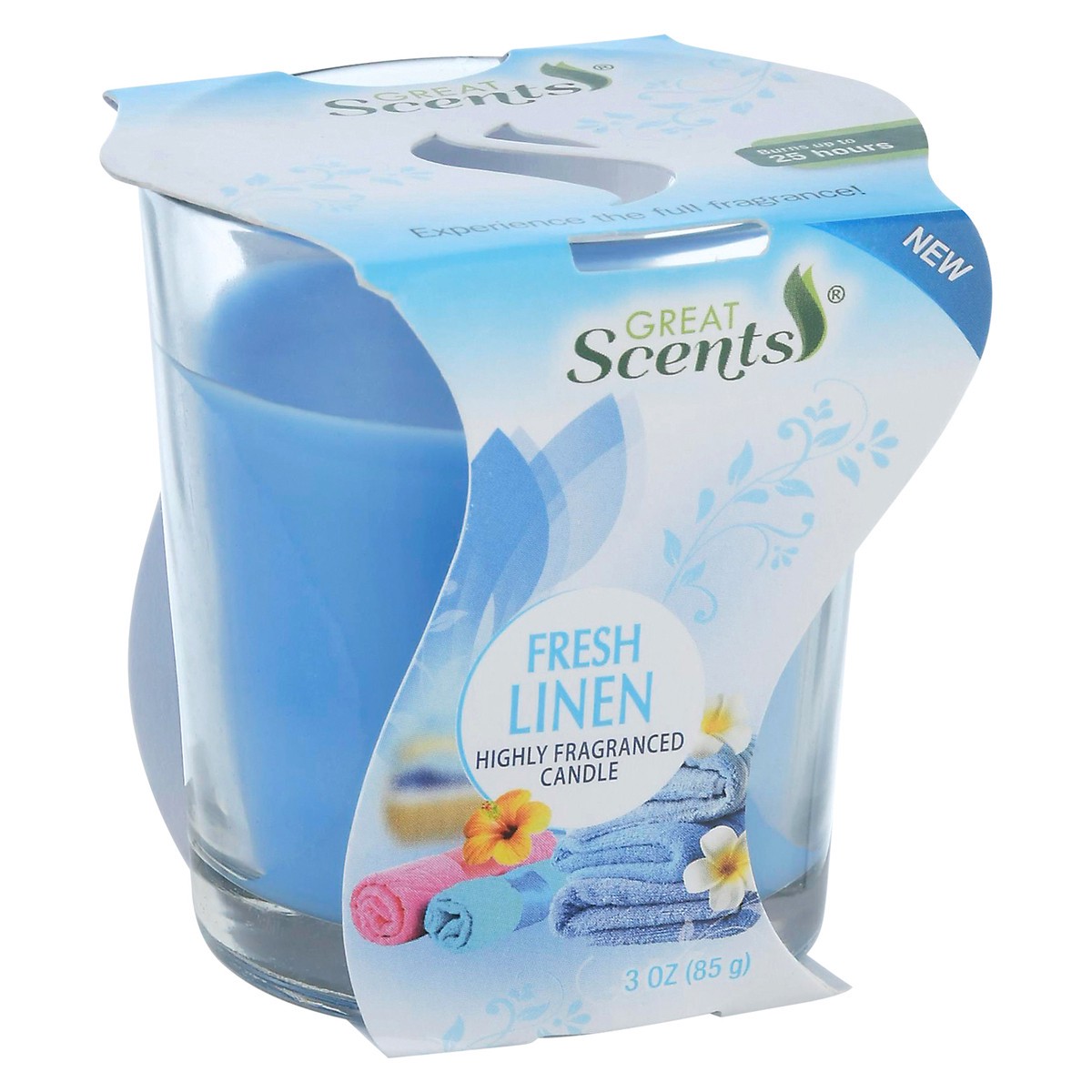 slide 3 of 13, Great Scents Fresh Linen Candle 3 oz, 3 ct