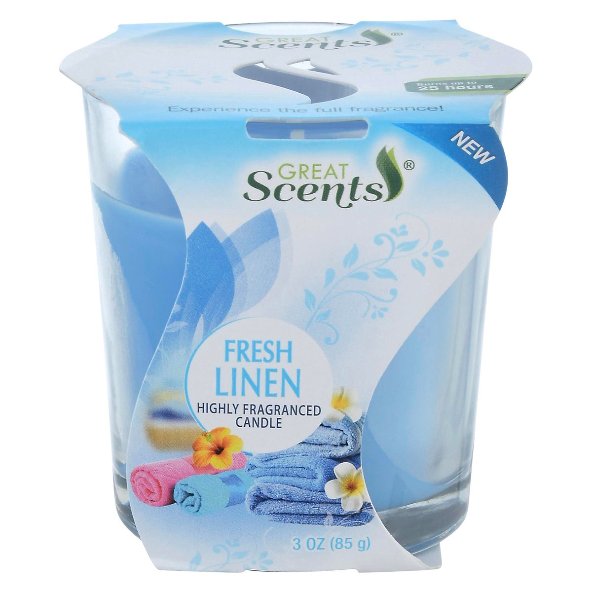 slide 4 of 13, Great Scents Fresh Linen Candle 3 oz, 3 ct