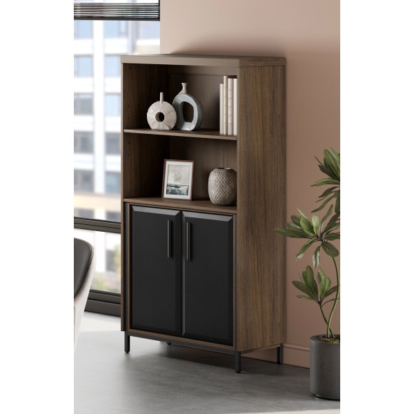 slide 6 of 6, Thomasville Alderbrook 60""H 3-Shelf Bookcase With Storage, Walnut/Matte Black, 1 ct