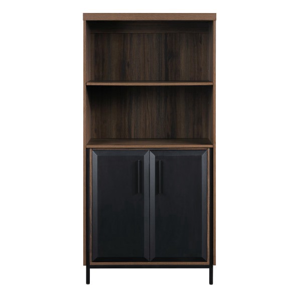 slide 3 of 6, Thomasville Alderbrook 60""H 3-Shelf Bookcase With Storage, Walnut/Matte Black, 1 ct
