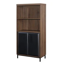 Thomasville Alderbrook 60"H 3-Shelf Bookcase With Storage, Walnut/Matte Black