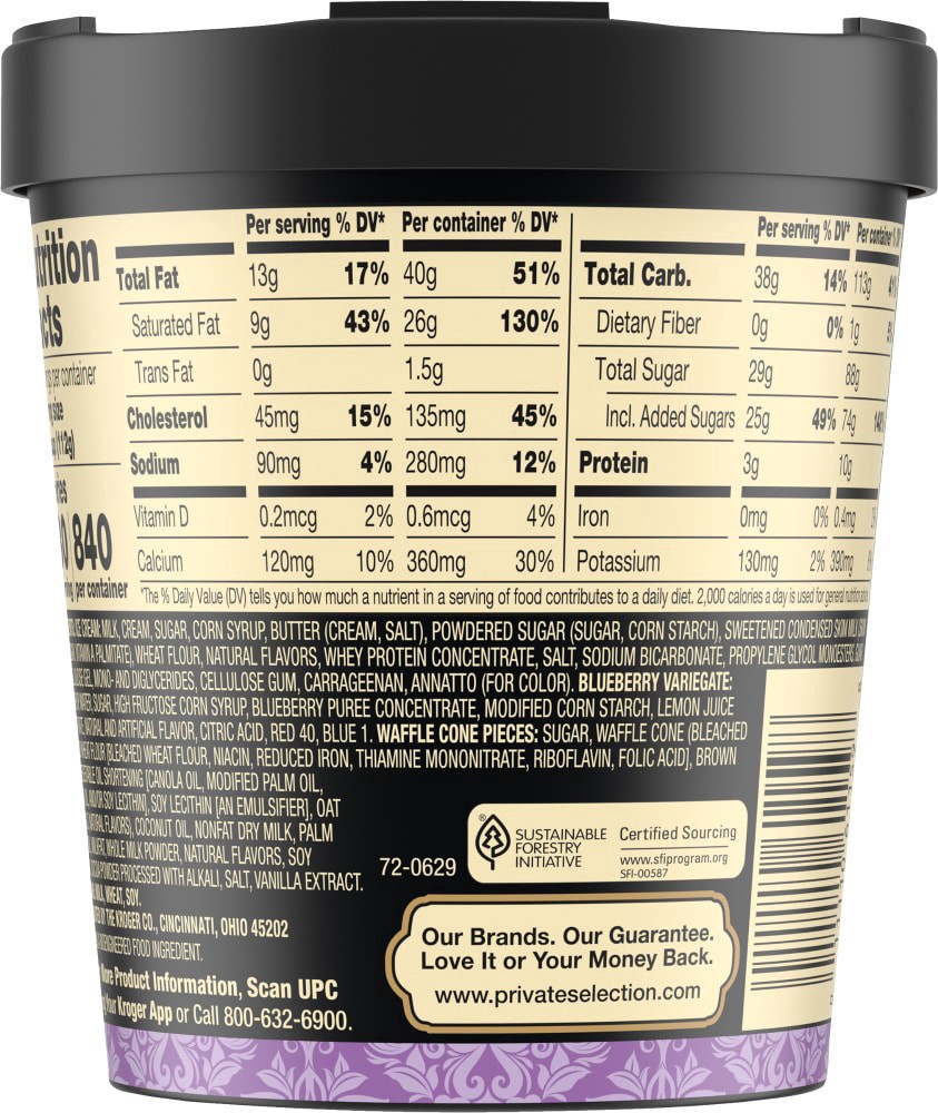 slide 5 of 5, Private Selection Maine Blueberry Belgian Waffle Cone Ice Cream, 16 fl oz