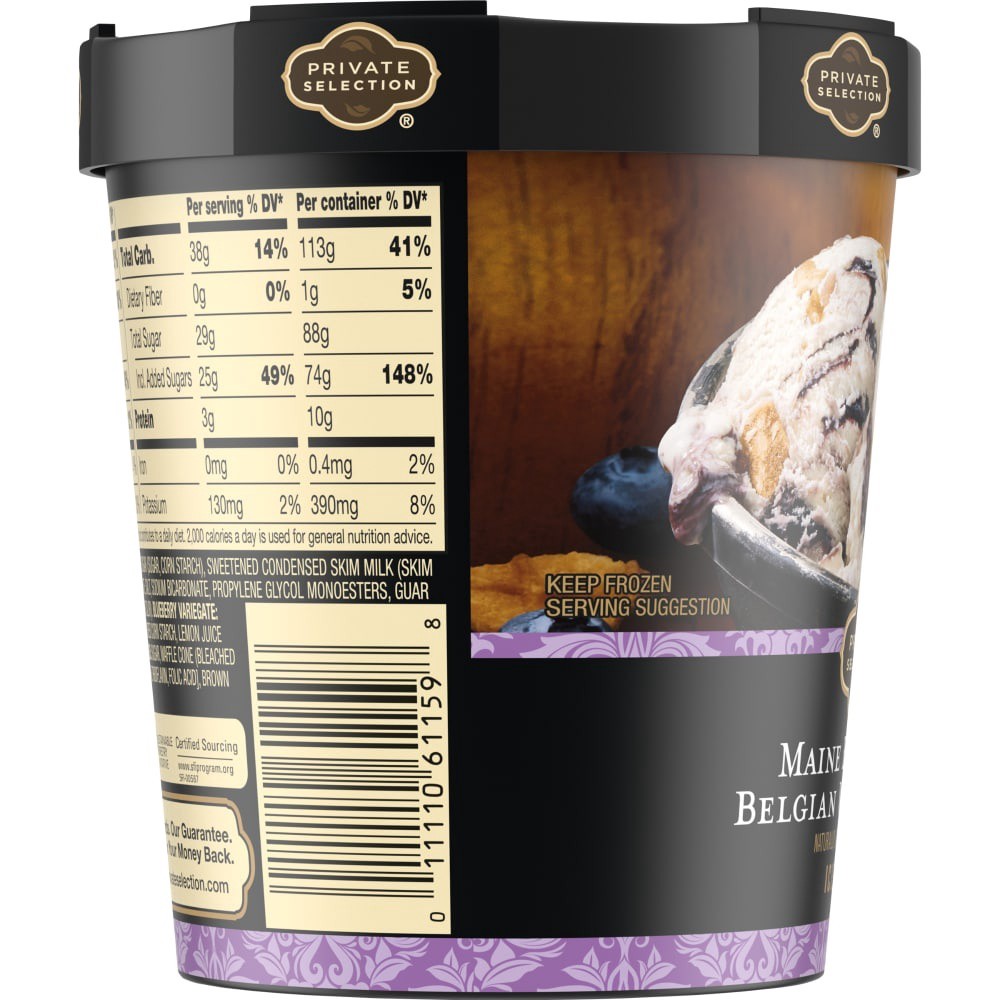 slide 4 of 5, Private Selection Maine Blueberry Belgian Waffle Cone Ice Cream, 16 fl oz