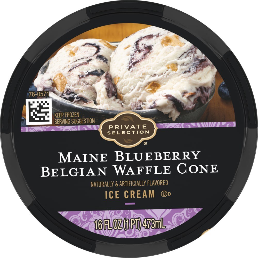 slide 5 of 5, Private Selection Maine Blueberry Belgian Waffle Cone Ice Cream, 16 fl oz