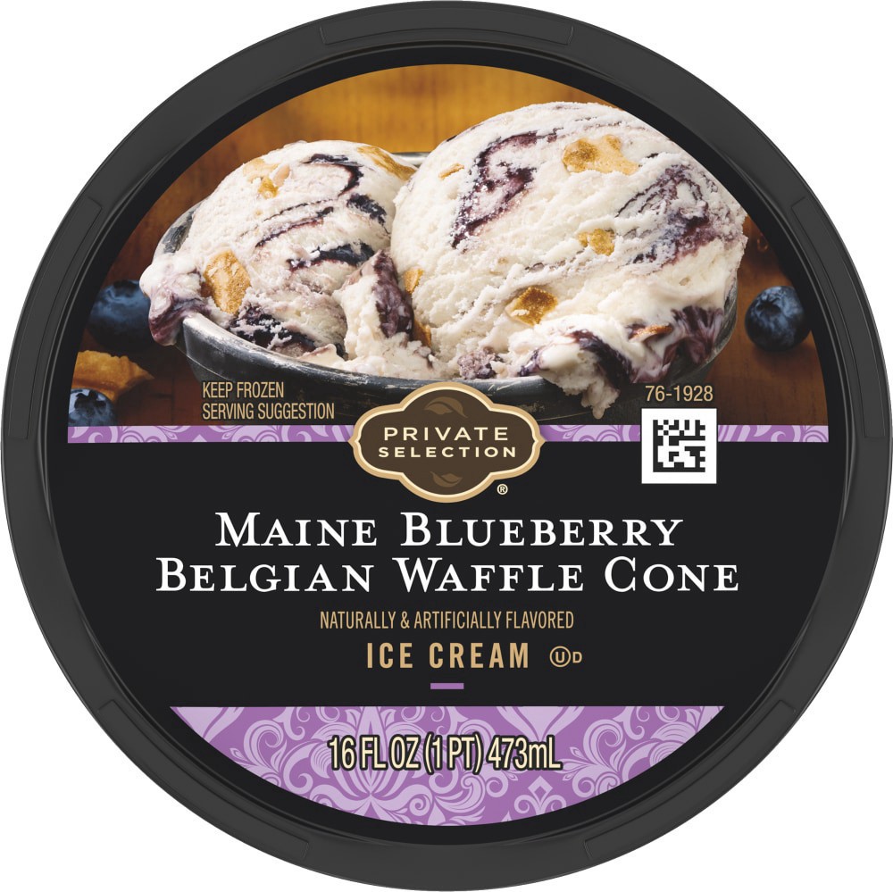 slide 3 of 5, Private Selection Maine Blueberry Belgian Waffle Cone Ice Cream, 16 fl oz