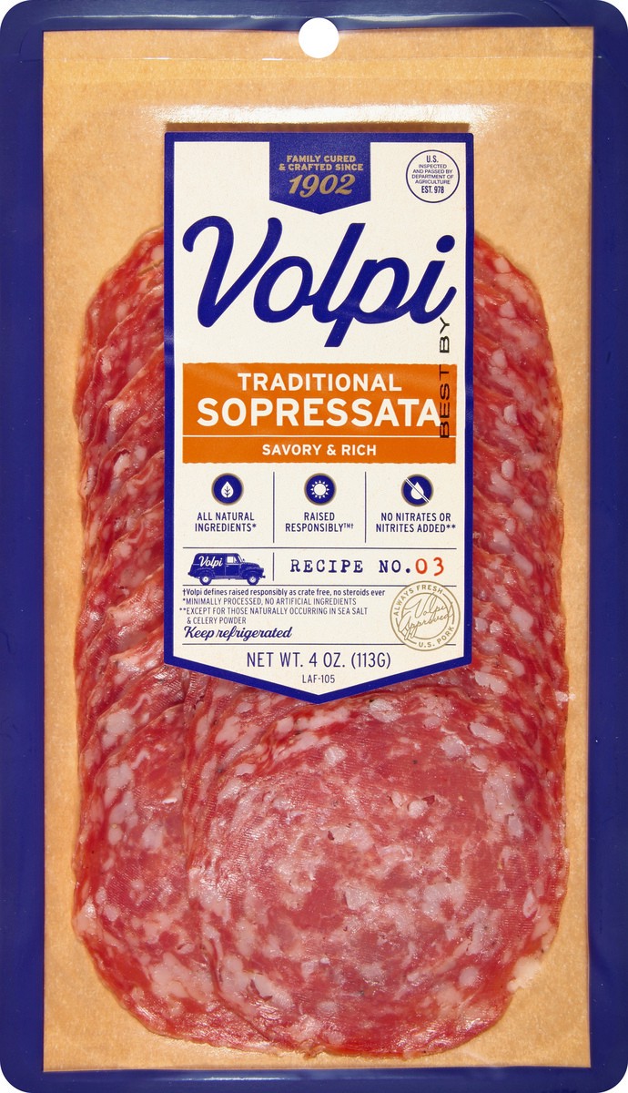 slide 1 of 1, Volpi Savory & Rich Traditional Sopressata 4 oz, 4 oz