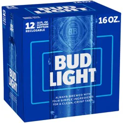 Bud Light Beer, 12 Pack Beer, 16 FL OZ Bottles, 4.2% ABV