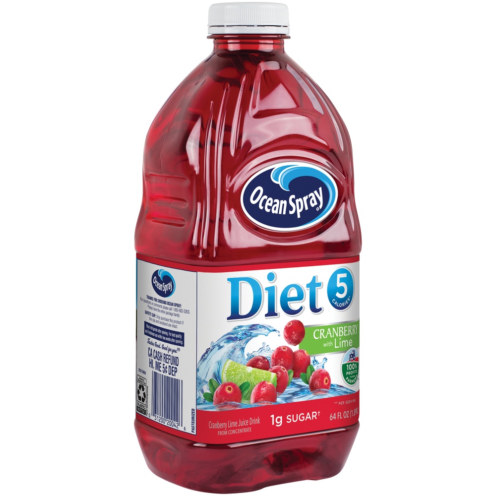 slide 2 of 5, Ocean Spray Diet Cranberry with Lime Juice Drink, 64 fl oz