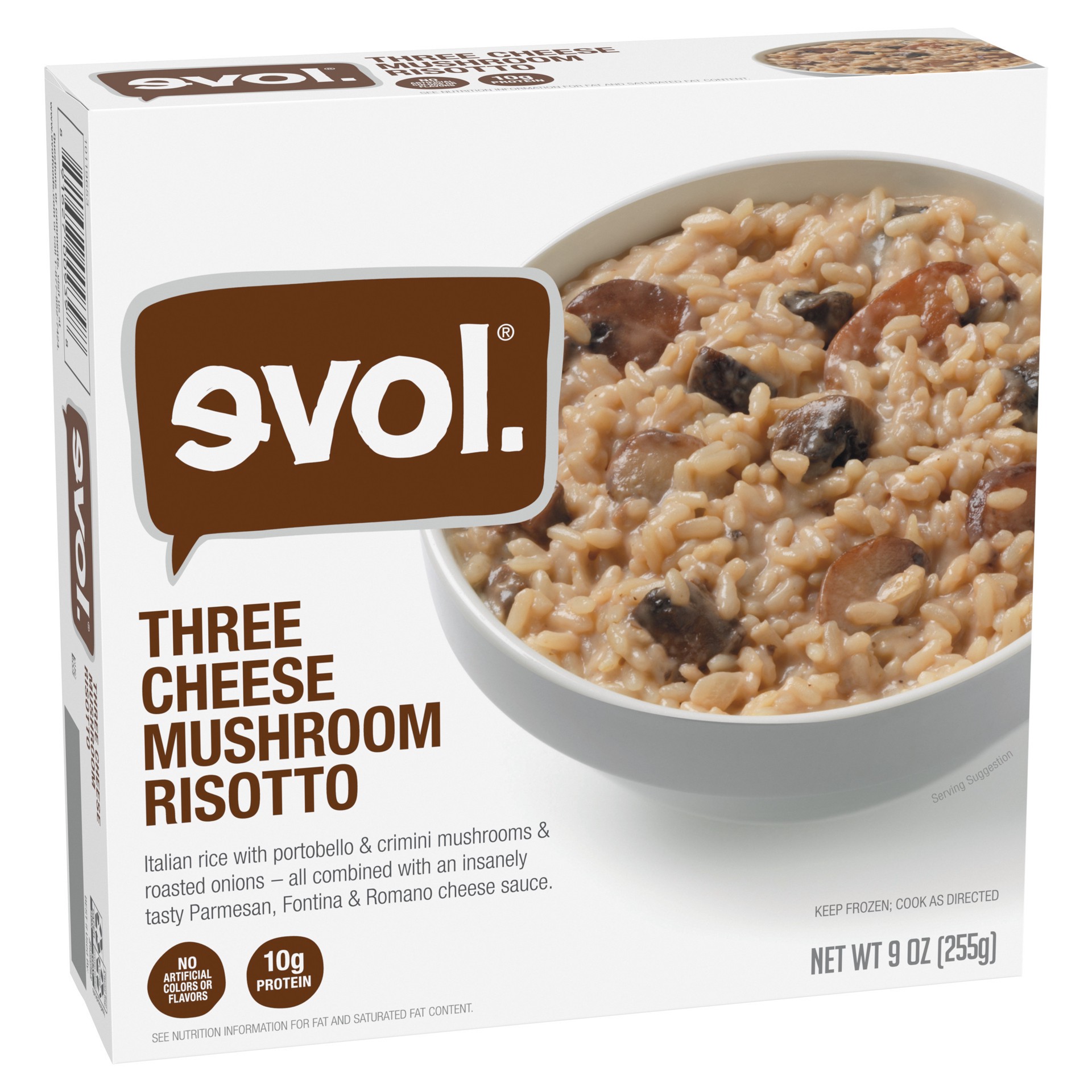 slide 3 of 5, EVOL Three Cheese Mushroom Risotto, Single Serve Frozen Meal, 9 oz., 9 oz