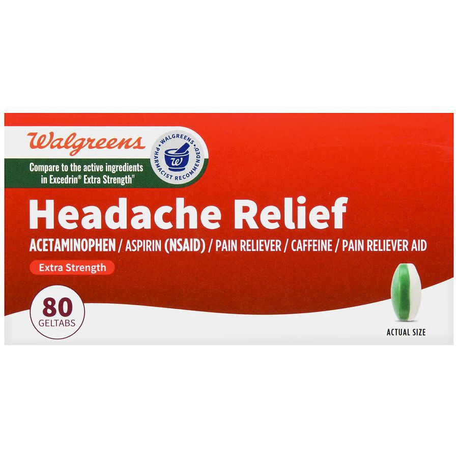 slide 4 of 5, Walgreens Extra Strength Headache Relief Migraine Geltabs, 80 ct
