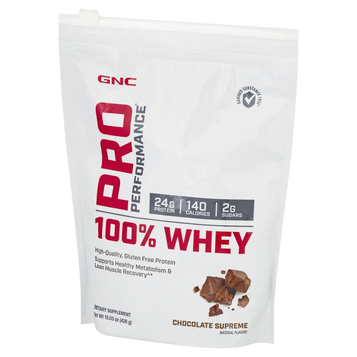 slide 3 of 9, GNC Pro Performance Chocolate Supreme 100% Whey 15.03 oz, 15.03 oz