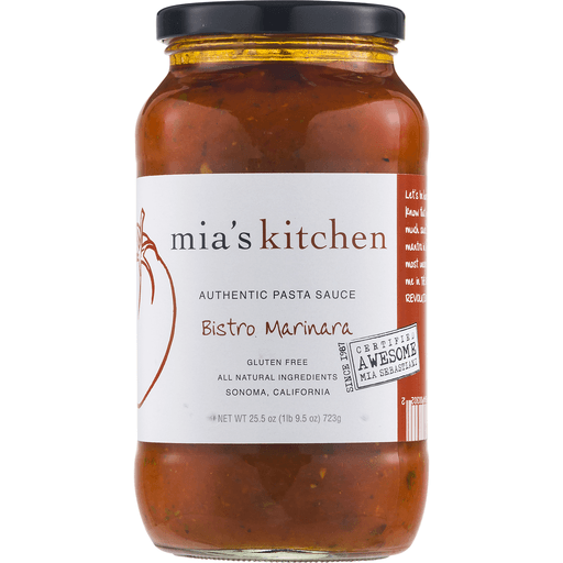 slide 6 of 18, Mia's Kitchen Bistro Marinara Pasta Sauce, 25.5 oz