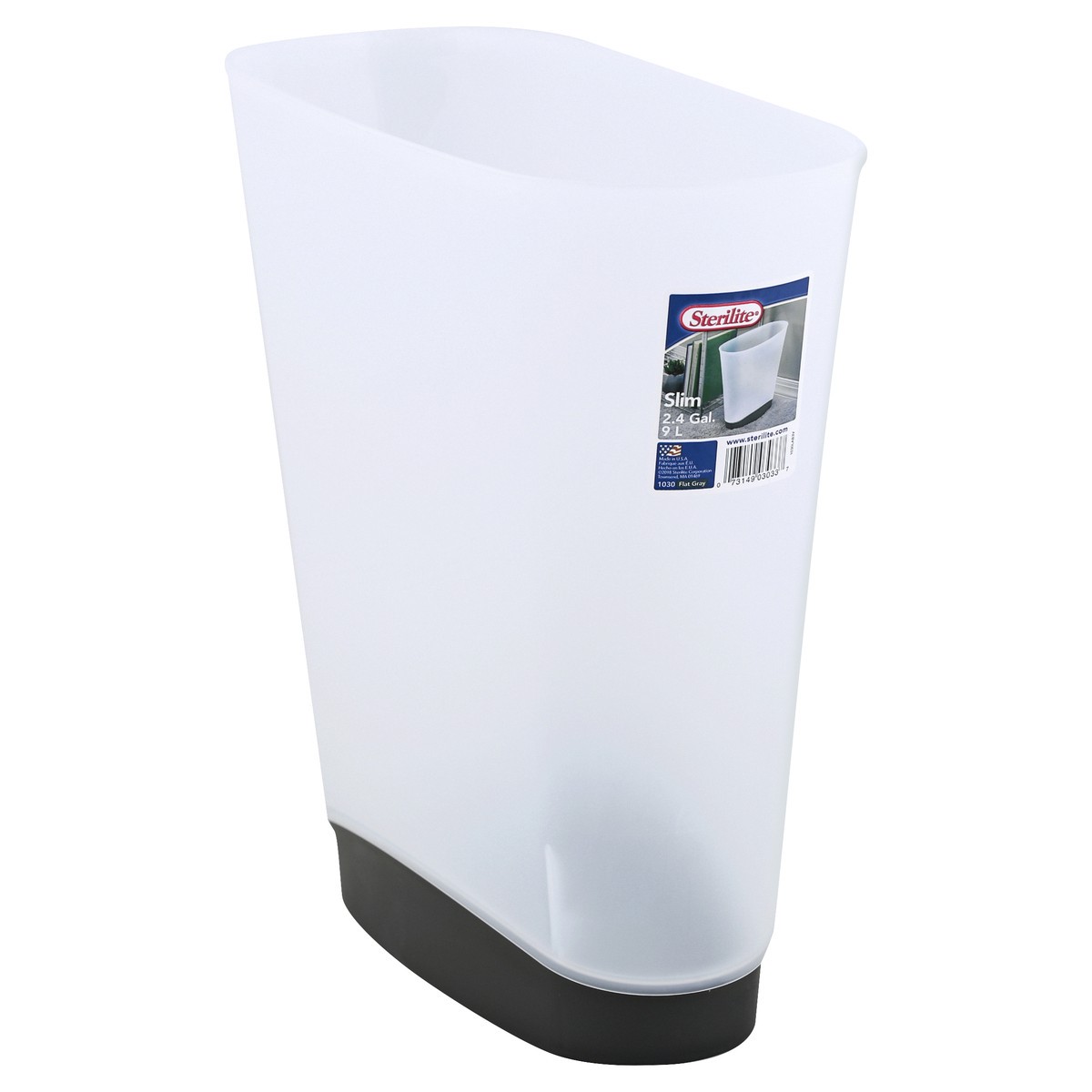 slide 2 of 5, Sterilite Slim Wastebasket - White/Gray, 2.4 gal