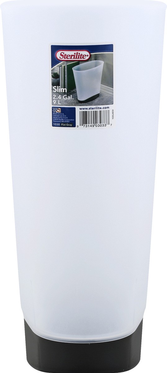 slide 4 of 5, Sterilite Slim Wastebasket - White/Gray, 2.4 gal