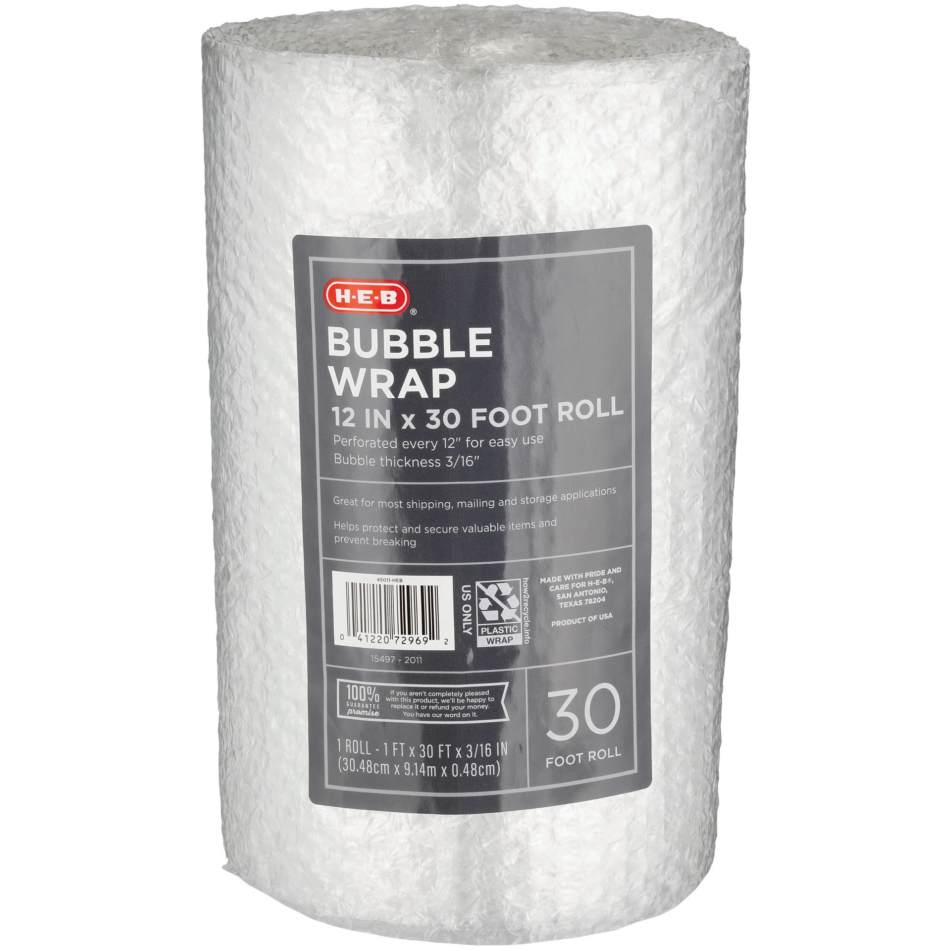 slide 1 of 1, H-E-B Bubble Wrap Roll, 12 in x 30 ft