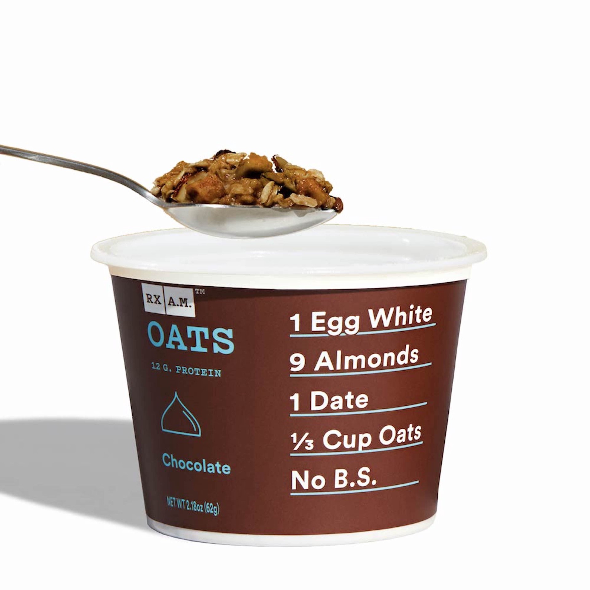 slide 1 of 9, RX A.M. Oats Oat Cup, Chocolate, 12g Protein, 2.18oz Cup, 1 Count, 2.18 oz
